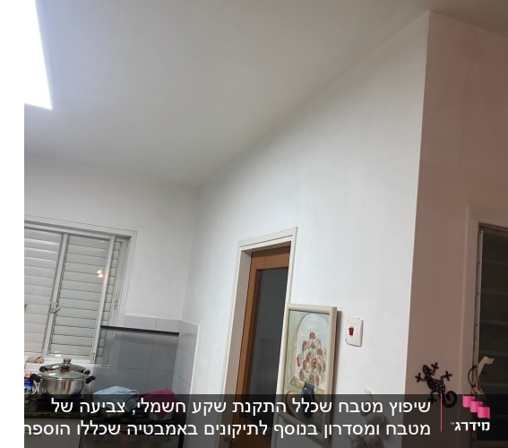 מטבח עם קיר צבוע ולוח חשמל חדש